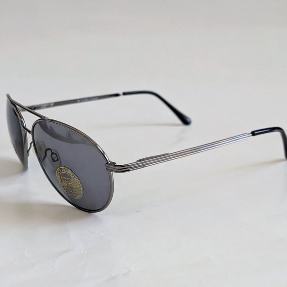 NWT Vintage 90's Aviator Metal Double Bridge Sport Sunglasses (D. Gunmetal) - Picture 3 of 5